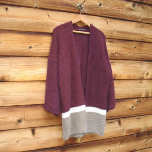 NWT Super Soft Maroon Bell Sleeve Cardigan Sweater S M L XL - Picture 3 of 10